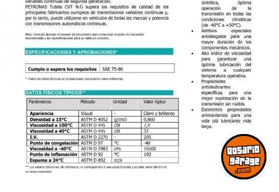 Accesorios para Autos - ACEITE TRANSM. AUTOMATICAS TUTELA CVT N.G. 75W80 X 1 LT. (PETRONAS) - En Venta