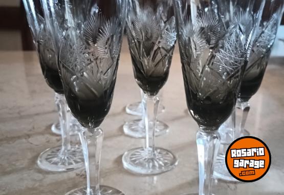 Hogar - 11 copas vintage cristal tallado color humo - En Venta
