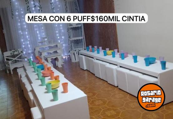 Hogar - Mí hija Vende vasos y mesa con 6 puff - En Venta
