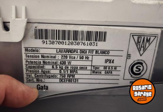 Hogar - Lavarropas gafas Capacidad 6.5 Kg. - En Venta