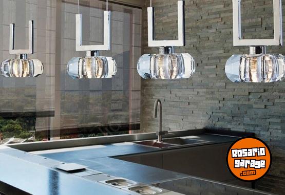 Hogar - L�mpara colgante acero y vidrio - En Venta