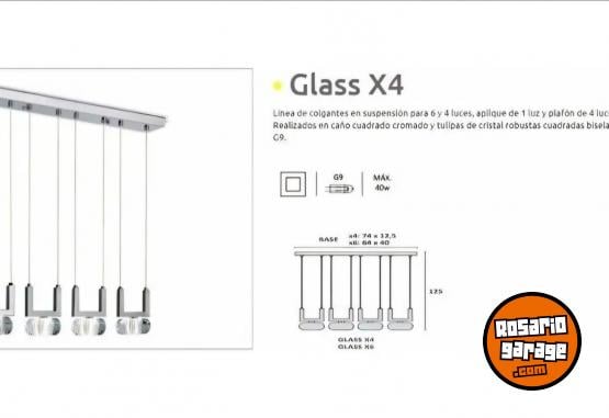 Hogar - L�mpara colgante acero y vidrio - En Venta