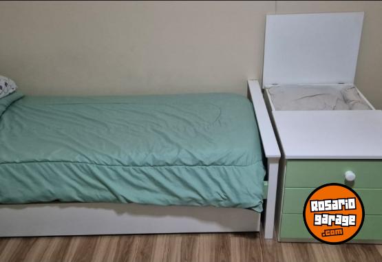Hogar - CAMA MARINERA CON RESPALDO, CAJONERA Y BAULERA + 2 COLCHONES - En Venta