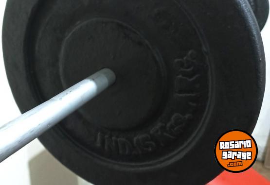 Deportes - Banco de pecho plano y inclinado +tr�ceps de fondo +barra+discos - En Venta