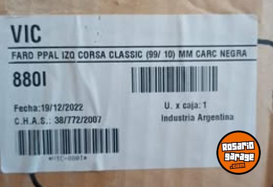 Accesorios para Autos - FARO IZQUIERDO CORSA CLASSIC (99/10 MM) CARCAZA NEGRA (FUNES) Nuevo en caja - En Venta