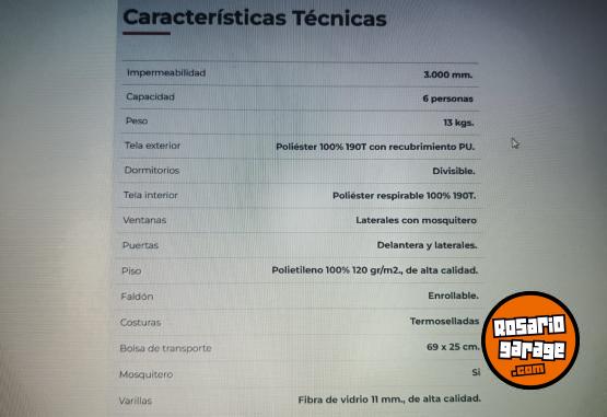 Hogar - CARPA PARA 6 PERSONAS - En Venta