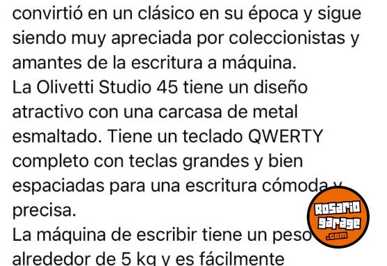 Otros - MAQUINA ESCRBIR OLIVETTI STUDIO 45 IMPECABLE!! - En Venta