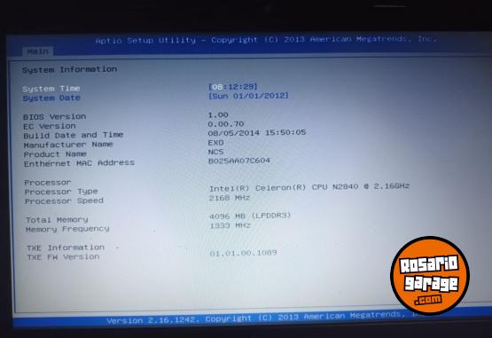 Inform�tica - Notebook exo usada buen estado - En Venta