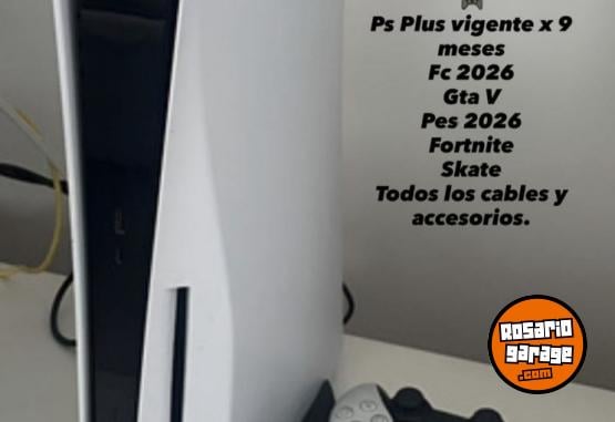 Electr�nica - Play 5 fisica 2 joystick con juegos en Rosario OPORTUNIDAD - En Venta