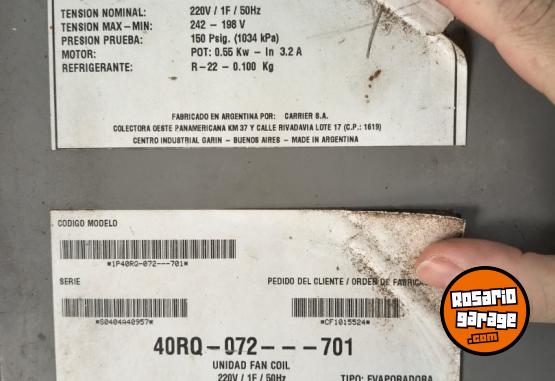 Hogar - VENDO AIRE CENTRAL CARRIER 18MIL FRIG R22 FRIO SOLO 380V (TRIF�SICO) COMPLETO CON DUCTOS - En Venta