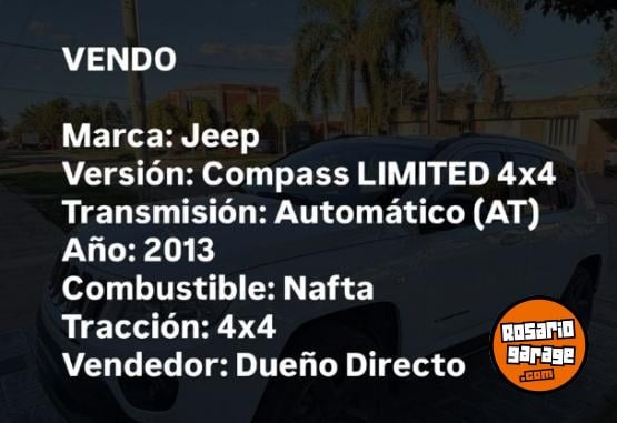 Camionetas - Jeep Compass LIMITED 2.4 2013 Nafta 284000Km - En Venta