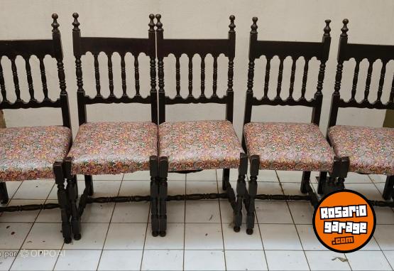 Hogar - Juego de 5 sillas antiguas y carro estilo colonial espa�ol - En Venta