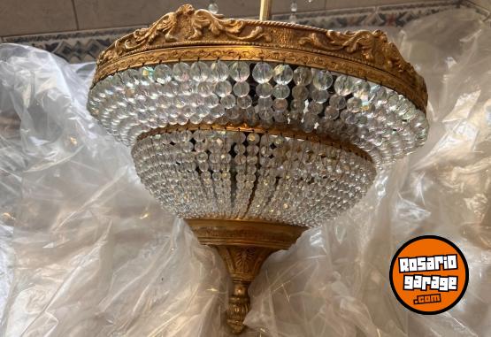Otros - HERMOSA LAMPARA BRONCE Y CRISTAL DE ROCA - En Venta