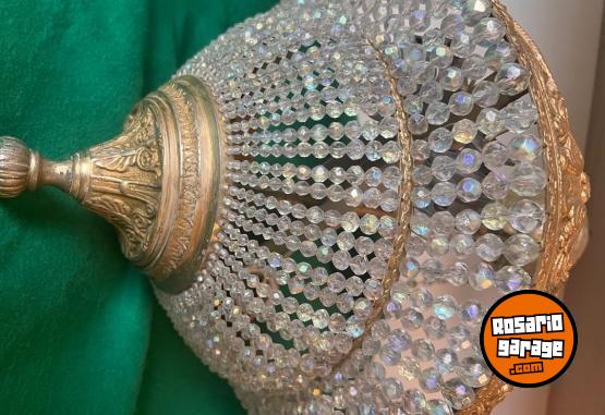 Otros - HERMOSA LAMPARA BRONCE Y CRISTAL DE ROCA - En Venta