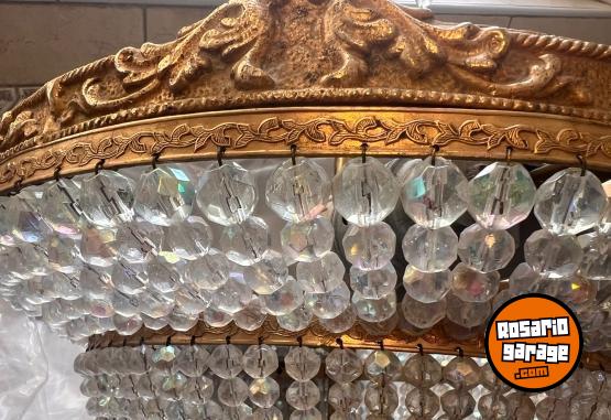 Otros - HERMOSA LAMPARA BRONCE Y CRISTAL DE ROCA - En Venta