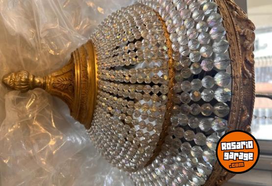 Otros - HERMOSA LAMPARA BRONCE Y CRISTAL DE ROCA - En Venta