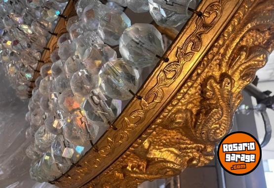 Otros - HERMOSA LAMPARA BRONCE Y CRISTAL DE ROCA - En Venta