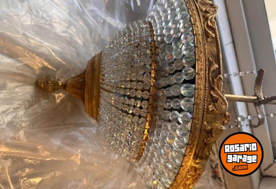 Otros - HERMOSA LAMPARA BRONCE Y CRISTAL DE ROCA - En Venta