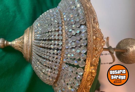 Otros - HERMOSA LAMPARA BRONCE Y CRISTAL DE ROCA - En Venta