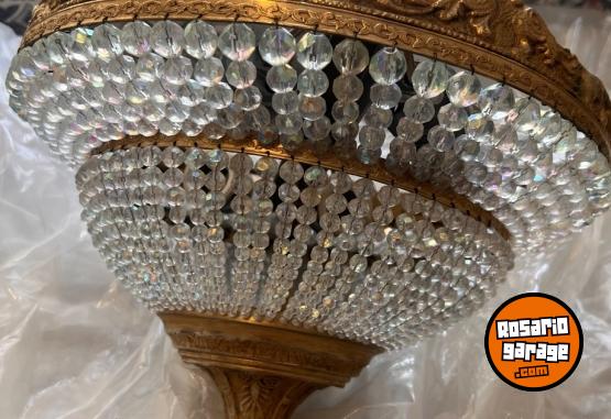 Otros - HERMOSA LAMPARA BRONCE Y CRISTAL DE ROCA - En Venta