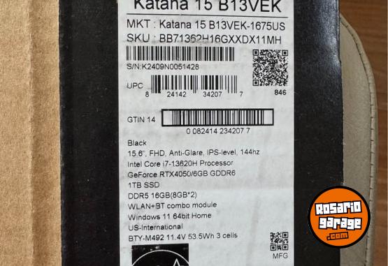 Informática - Notebook MSI Katana 15 B13VEK – RTX 4050 / i7 13th / 16GB / 1TB - En Venta