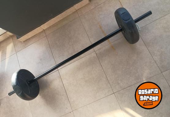 Deportes - Barra Recta con Topes y 10 Kg de Discos - En Venta
