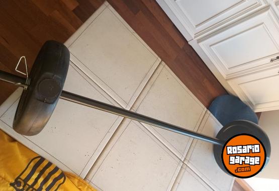 Deportes - Barra Recta con Topes y 10 Kg de Discos - En Venta