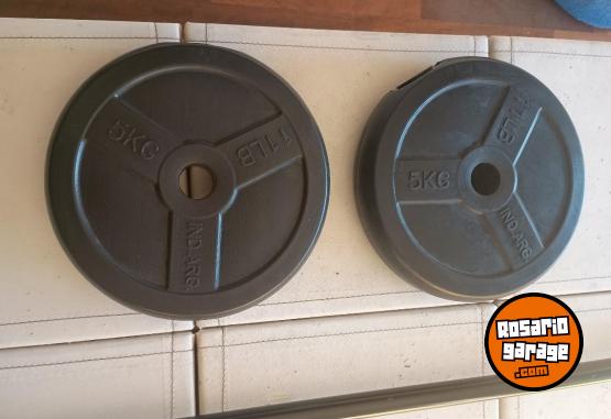 Deportes - Barra Recta con Topes y 10 Kg de Discos - En Venta