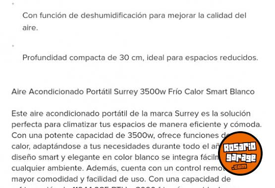 Hogar - Aire acondicionado Surrey portatil FRIO CALOR - En Venta