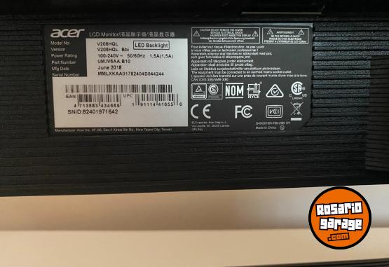 Informática - VENDO Monitor ACER V206HQL 19.5" - En Venta