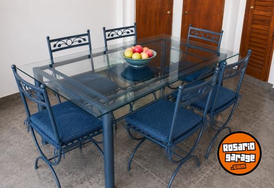 Hogar - Juego De Comedor Mesa + 8 Sillas - Hierro Y Vidrio - Dise�o - En Venta