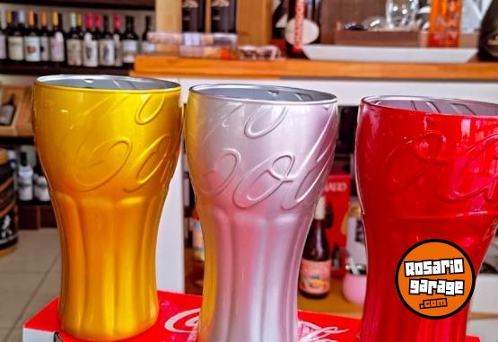 Hogar - Set x 3 Vasos de Vidrio Coca Cola Metalizados Mundial - En Venta