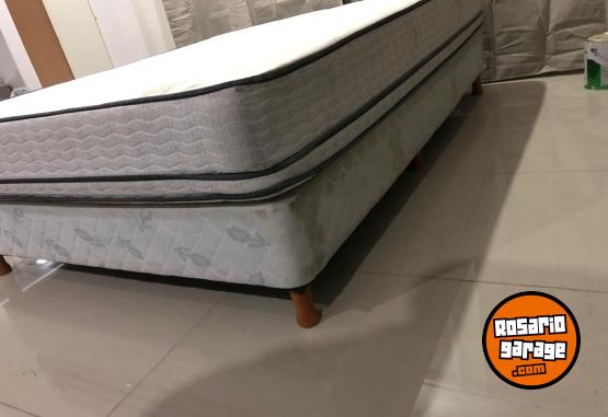Hogar - Sommier + Colchón Inducol Resortes April Color Blanco - En Venta