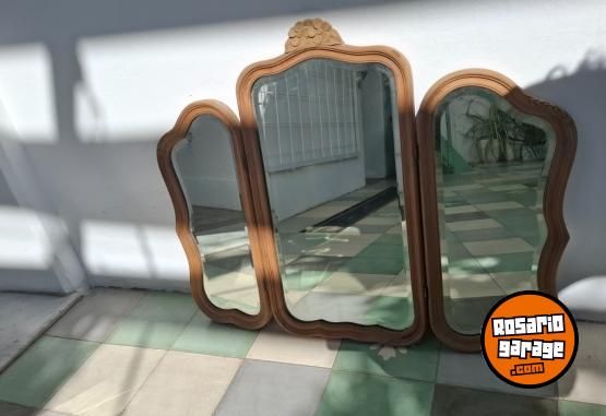 Hogar - Espejo tríptico antiguo | Cedro natural | Cristal biselado - En Venta