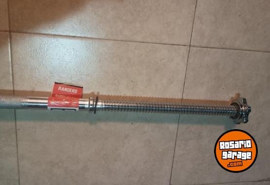 Deportes - Excelente Barra Recta Cromada Maciza con Topes a Rosca Marca Randers Como Nueva - En Venta