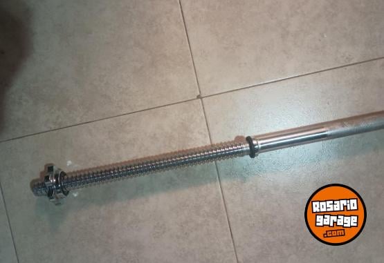 Deportes - Excelente Barra Recta Cromada Maciza con Topes a Rosca Marca Randers Como Nueva - En Venta