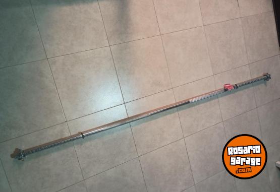 Deportes - Excelente Barra Recta Cromada Maciza con Topes a Rosca Marca Randers Como Nueva - En Venta