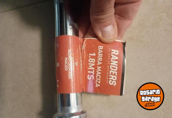 Deportes - Excelente Barra Recta Cromada Maciza con Topes a Rosca Marca Randers Como Nueva - En Venta