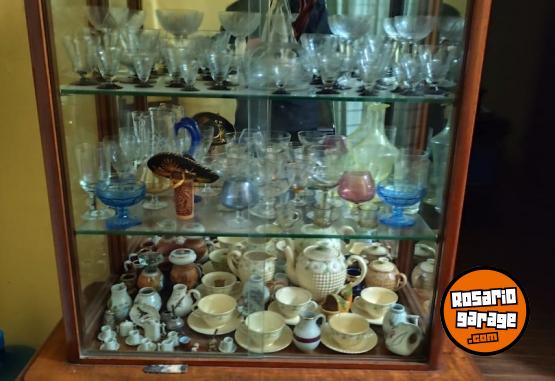 Hogar - Mueble Bazarera Antigua Americana Impecable + Cristaler�a Completa - En Venta