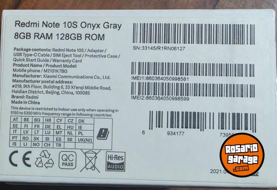 Telefonía - Xiaomi Redmi Note 10S - En Venta