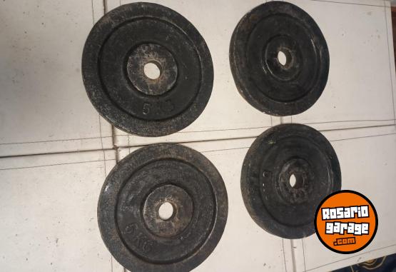 Deportes - Par de Mancuernas Cromadas Macizas con Rosca Marca MIR XL y 20 Kg de Discos - En Venta