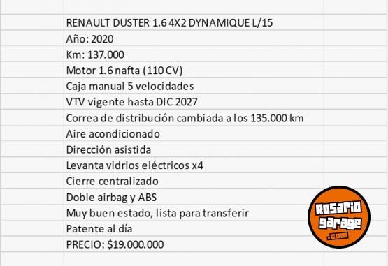 Autos - Renault duster 2020 Nafta 137000Km - En Venta
