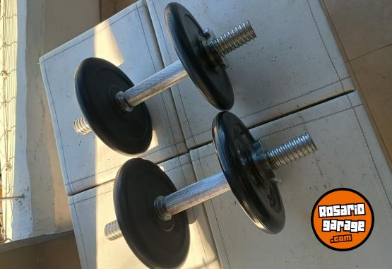 Deportes - Excelente Par de Mancuernas con Rosca Marca MIR XL con 10 Kg de Discos Bumper - En Venta
