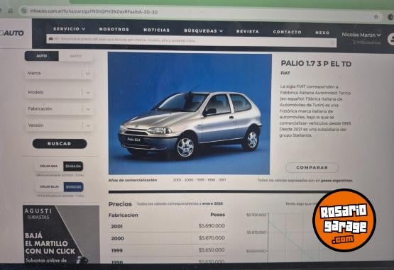 Autos - Fiat Palio 1.7 Diesel EL 3P 1999 Diesel 232000Km - En Venta