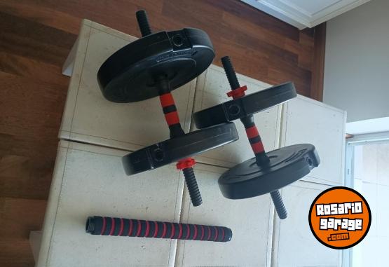 Deportes - Set de Par de Mancuernas, Barra y Kilo + Colchoneta Proyec - En Venta