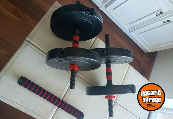 Deportes - Set de Par de Mancuernas, Barra y Kilo + Colchoneta Proyec - En Venta