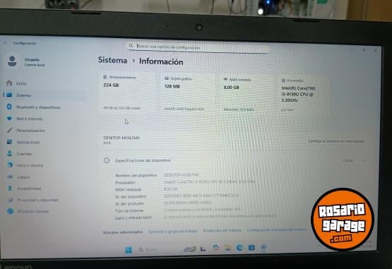 Inform�tica - Notebook Lenovo i3 8GB RAM + SSD 240GB | Bater�a y Teclado Nuevo - En Venta