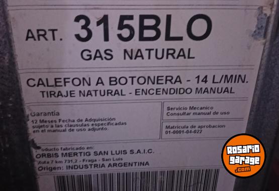 Hogar - Calefón orbis, 14 litros, a botonera, funcionando. - En Venta