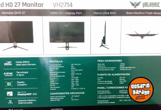 Inform�tica - Monitor Gamer Valkyrie 27" QHD 2K 200Hz 1ms IPS HDR 400 (G-Sync / FreeSync) - En Venta