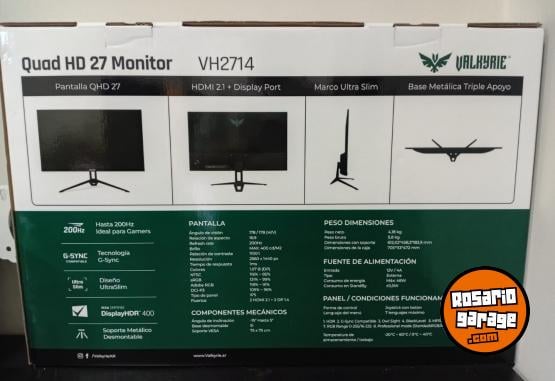 Inform�tica - Monitor Gamer Valkyrie 27" QHD 2K 200Hz 1ms IPS HDR 400 (G-Sync / FreeSync) - En Venta